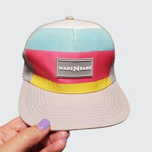 Like New Wake N Bake Donuts Gray with Color Striped Ball Cap Adjustable Strap